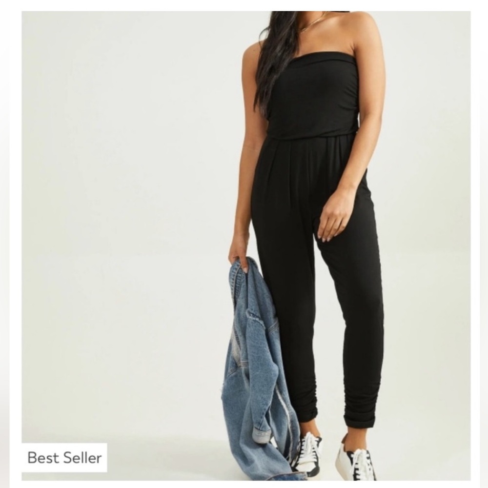 Altar'd State Elegant Black Strapless Jumpsuit